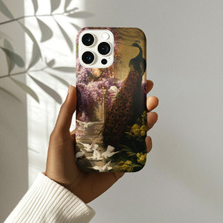 Een pauw en duiven in een tuin, Eugene Bidau iPhone 15 Pro Max Hoesje