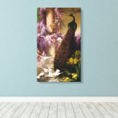 Een pauw en duiven in een tuin verpakt Canvas (Insitu (Houten vloer))