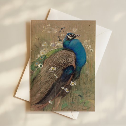 Een pauw en Marguerites | Edwin John Alexander Kaart