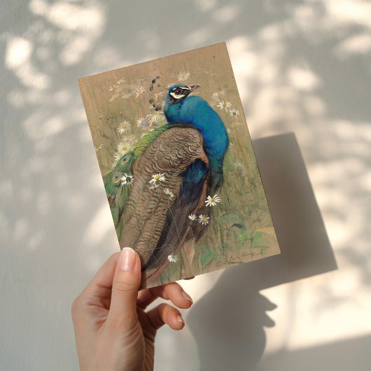 Een pauw en Marguerites | Edwin John Alexander Kaart