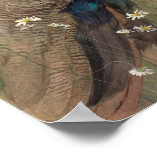 Een pauw en Marguerites | Edwin John Alexander Poster (Hoek)