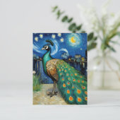 Een pauw in de Sterrennacht Briefkaart (Staand voorkant)