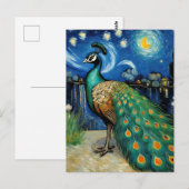 Een pauw in de Sterrennacht Briefkaart (Voorkant / Achterkant)