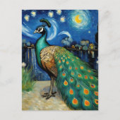 Een pauw in de Sterrennacht Briefkaart (Voorkant)