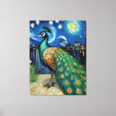 Een pauw in de Sterrennacht Canvas Afdruk (Voorkant)
