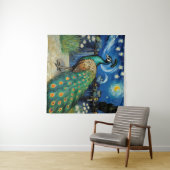 Een pauw in de Sterrennacht Wandkleed (In Situ (horizontaal))