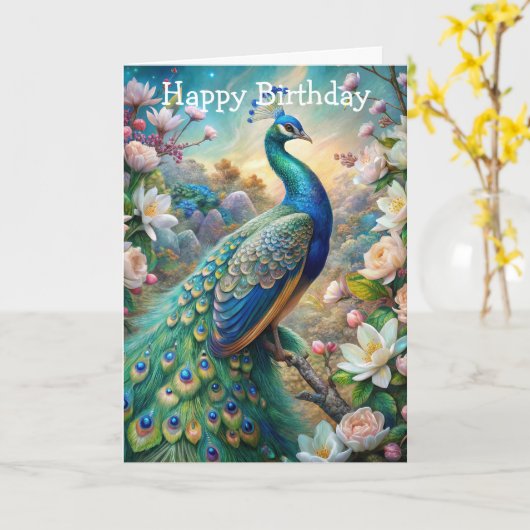 Een pauw kaart (Gele Bloem)