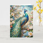 Een pauw kaart (Gele Bloem)