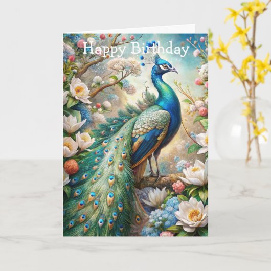 Een pauw kaart (Gele Bloem)