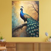 Een pauw op een tak schilderen canvas afdruk (Insitu (Woonkamer))