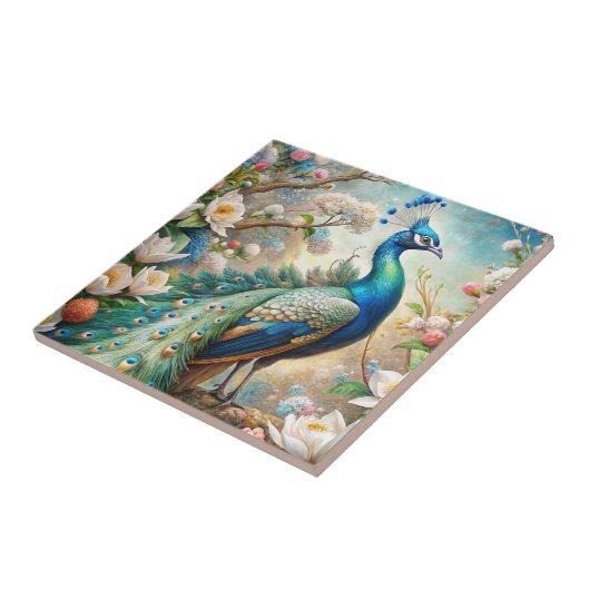 Een pauw tegeltje (Zijkant)