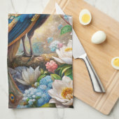 Een pauw theedoek (Quarter Fold)