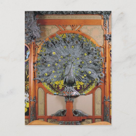 Een pauw van het centrale panel van een Art Wall Briefkaart (Voorkant)