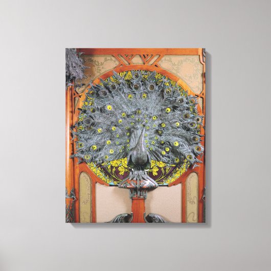 Een pauw van het centrale panel van een Art Wall Canvas Afdruk (Voorkant)