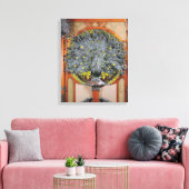 Een pauw van het centrale panel van een Art Wall Canvas Afdruk (Insitu (Woonkamer))