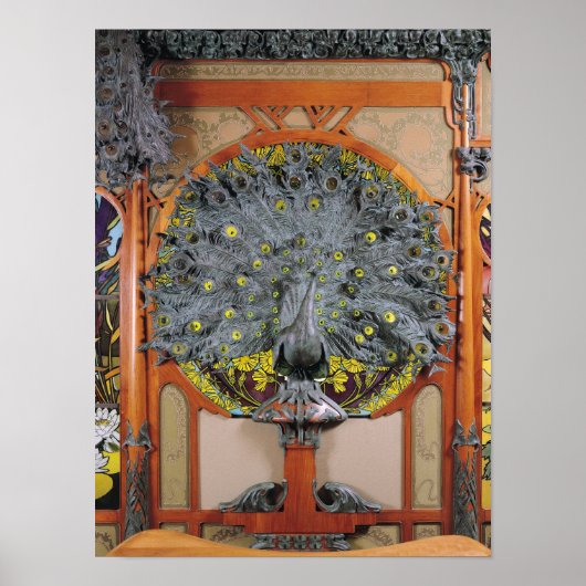 Een pauw van het centrale panel van een Art Wall Poster (Voorkant)