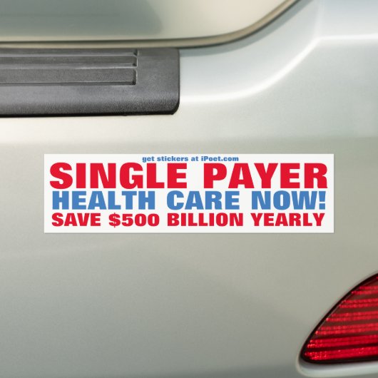 ÉÉN PAYER GEZONDHEIDSZORG NU! BUMPERSTICKER (Op auto)