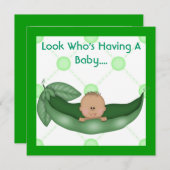 ÉÉN PEA IN EEN POD BABY SHOWER INVITATIONS KAART (Voorkant / Achterkant)