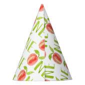 Eén peach Waterverf 1st Birthday Girl  Feesthoedjes (Achterkant)