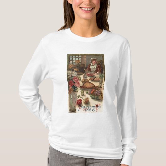 Een pelgrimdamestafel t-shirt (Voorkant)