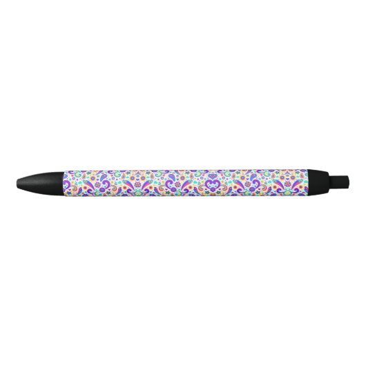 Een pen met een levendig bloemmotief op het vat (Voorkant)