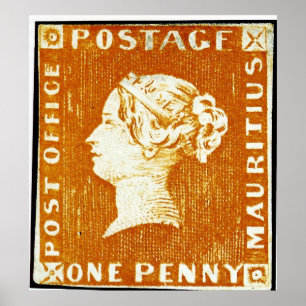 Een Penny British Empire Mauritius-poststempel Poster