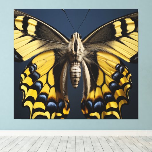 Een penseelstreek van Natuur Swallowtail Butterfly Canvas Afdruk (Insitu (Houten vloer))