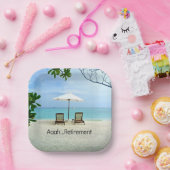 Een pensioen...ontspanning op het strand, papieren bordje (Feest)