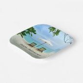 Een pensioen...ontspanning op het strand, papieren bordje (Gebogen)