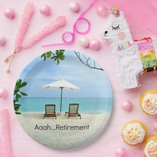 Een pensioen...ontspanning op het strand papieren bordje (Feest)