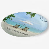 Een pensioen...ontspanning op het strand papieren bordje (Gekanteld)