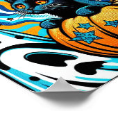 Een perfect Halloween: Spooky Black Cat op Pumpkin Poster (Hoek)