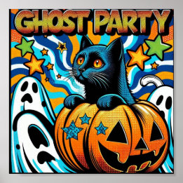 Een perfect Halloween: Spooky Black Cat op Pumpkin Poster