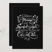 Een perfect huwelijk is slechts twee imperfecte me feestdagenkaart (Voorkant / Achterkant)