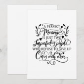 Een perfect huwelijk is slechts twee imperfecte me feestdagenkaart (Voorkant / Achterkant)