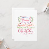 Een perfect huwelijk zijn gewoon twee onvolmaakte  kaart (Voorkant / Achterkant in situ)