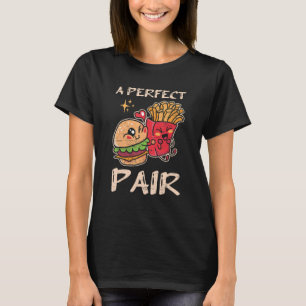Een perfect paar gegrilde vleesbroodjes kaas t-shirt