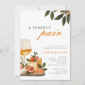Een perfect paar wijn en kaas verlovingsfeest kaart (Voorkant)