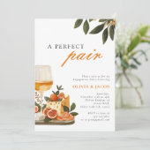 Een perfect paar wijn en kaas verlovingsfeest kaart (Staand voorkant)