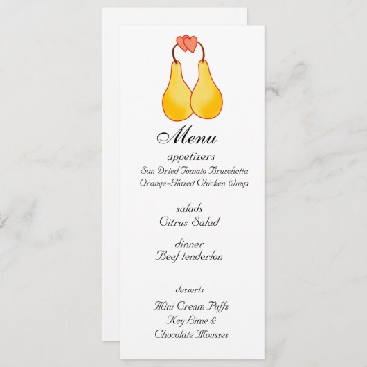 Een perfect Pair Wedding Menu (Voorkant / Achterkant)