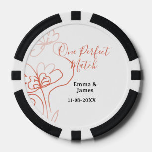 Eén perfecte match terracotta huwelijks koppel naa poker chips