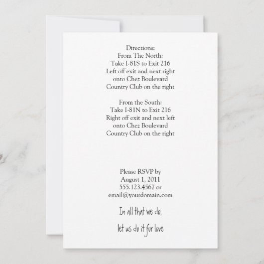 Een perfecte paar post bruiloft uitnodiging (Achterkant)