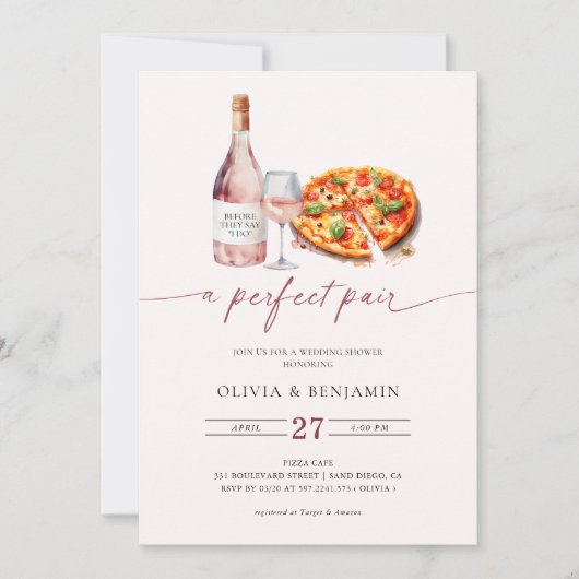 Een perfecte paarwijn | Pizza bruiloft douche Kaart (Voorkant)
