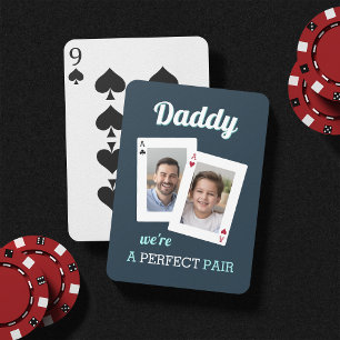 Een perfecte paring   Foto van vader en kind Pokerkaarten
