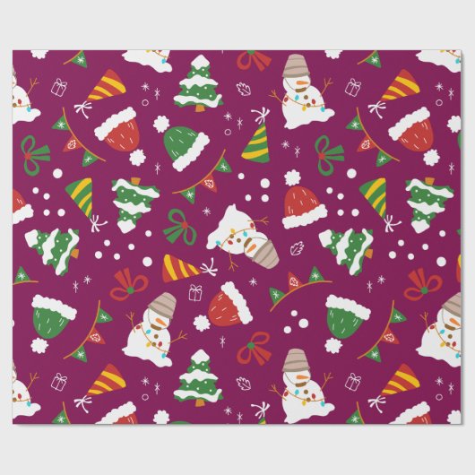 Een perfecte sneeuwman kerst cadeaupapier (Vlak)