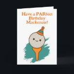 Een perfecte verjaardagsgolf op maat kaart<br><div class="desc">Heb een PARfect Verjaardag Gepersonaliseerde Golf thema Kaarten van Ricaso. Met een schattige kleine kawaii golfbal op een t-shirt, is het dragen van een party pet en klaar om uw grote dag te vieren. Perfecte kaart voor de golfliefhebber. Golfer thema wenskaarten zijn zeker een hit (zelfs als je vaak missen)...</div>
