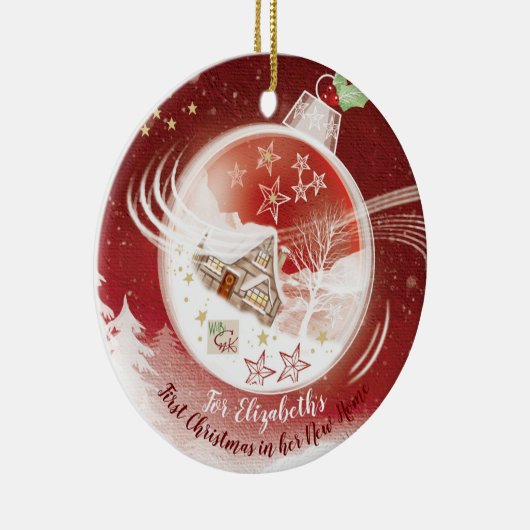 Eén persoon, 1 Kerstmis, Nieuw thuis, Keramisch Ornament (Rechts)