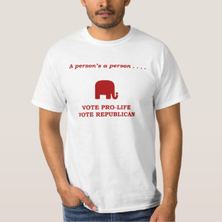 Een persoon die pro-leven stemt (rode letters) t-shirt