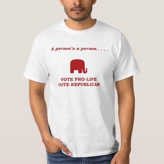 Een persoon die pro-leven stemt (rode letters) t-shirt (Voorkant)