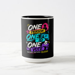 Eén persoon, één ID, één stem Tweekleurige Koffiemok